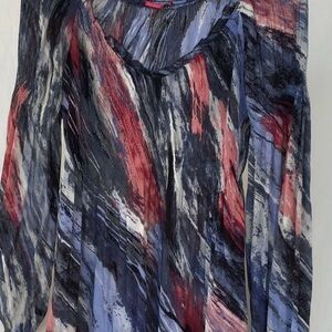 Sunny Leigh Red and Blue Abstract Blouse